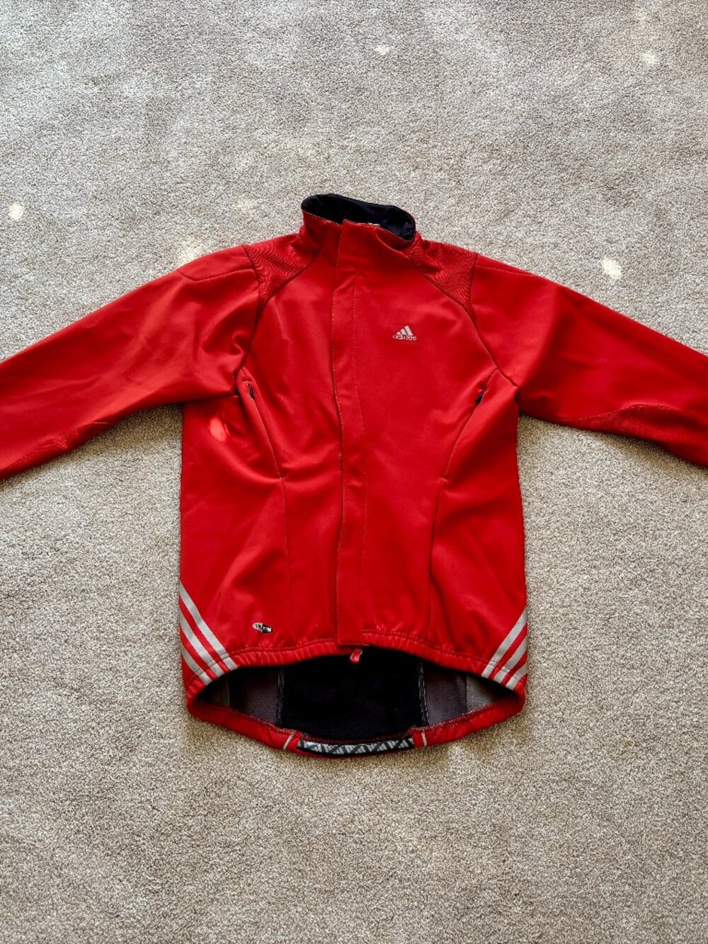 Men's Adidas Red Climawarm Running / Cycling Zip Up Jacket - Medium